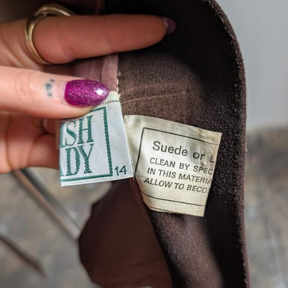 Vintage Brown Suede Penny Lane Jacket Belted Furry Leather Western Coat Medium - Picture 13 of 13